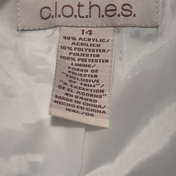 C.L.O.T.H.E.S Chanel White Blazer w/ Denim Frayed Trim    Size 14 - Picture 8 of 10